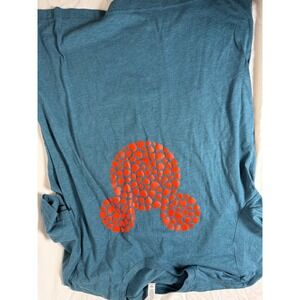 Bella Canvas Mickey Mouse Heart Ears Graphic T-Shirt Women Large Teal Blue Short